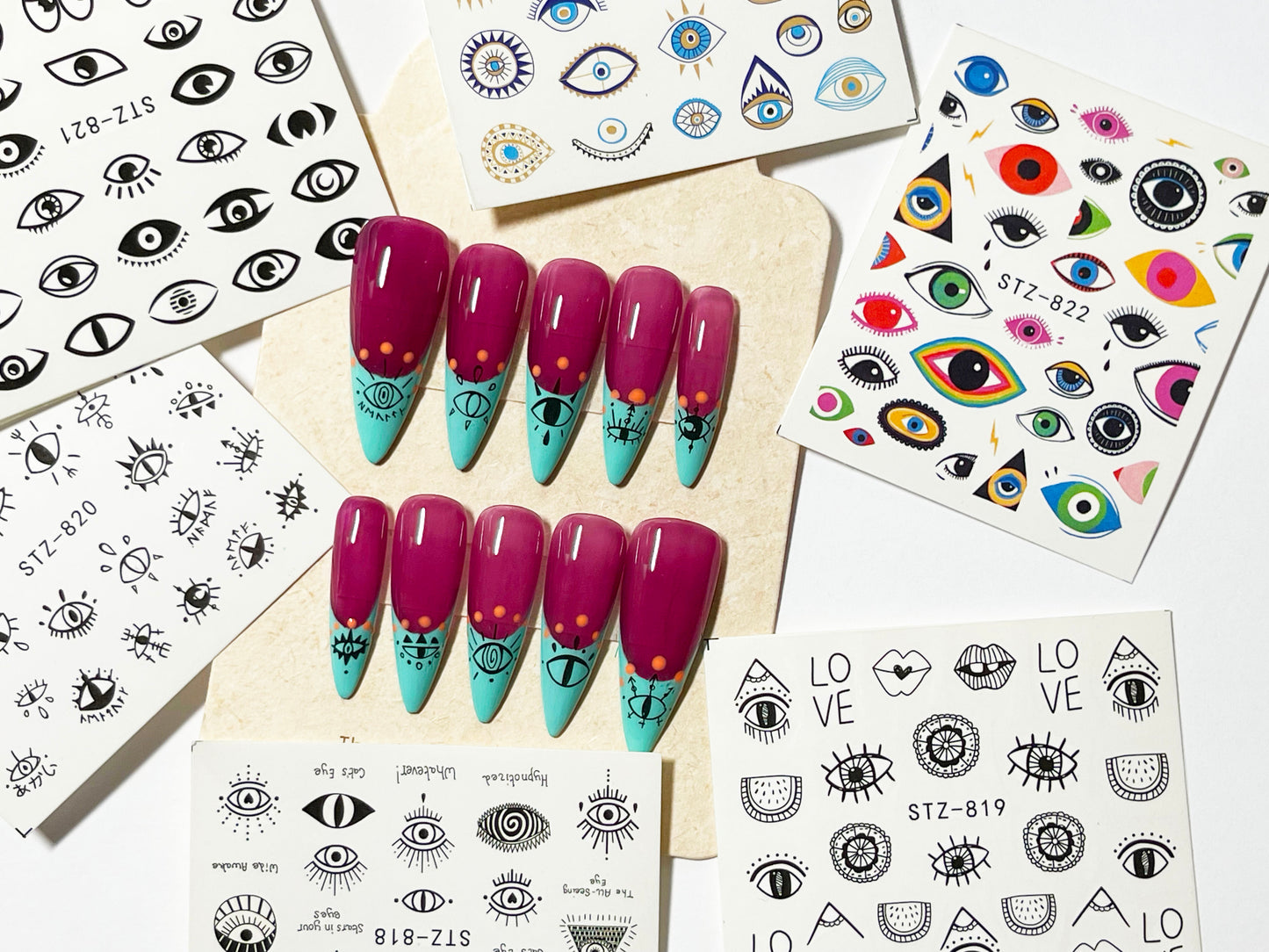 6pcs Evil Eye Nail Art Tattoo Decals