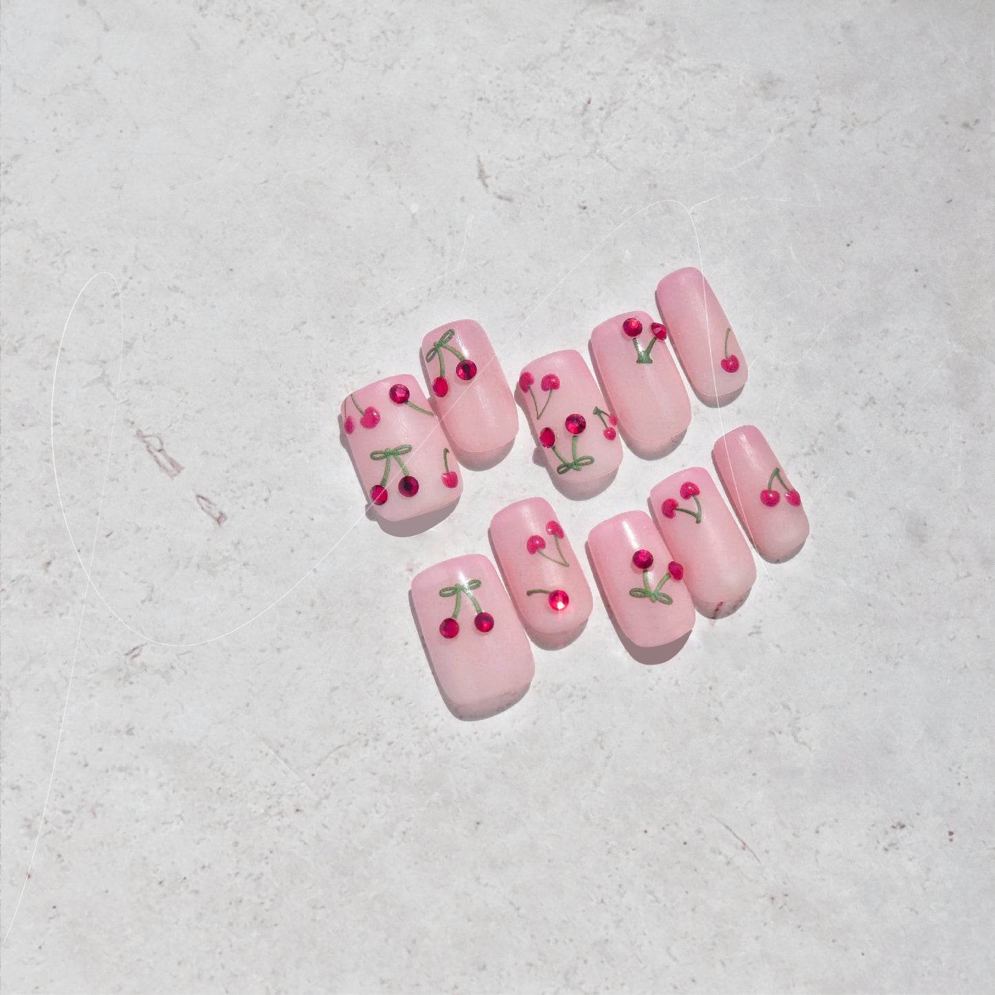 Hot Pink Cherry Fruity Nail Art Sticker