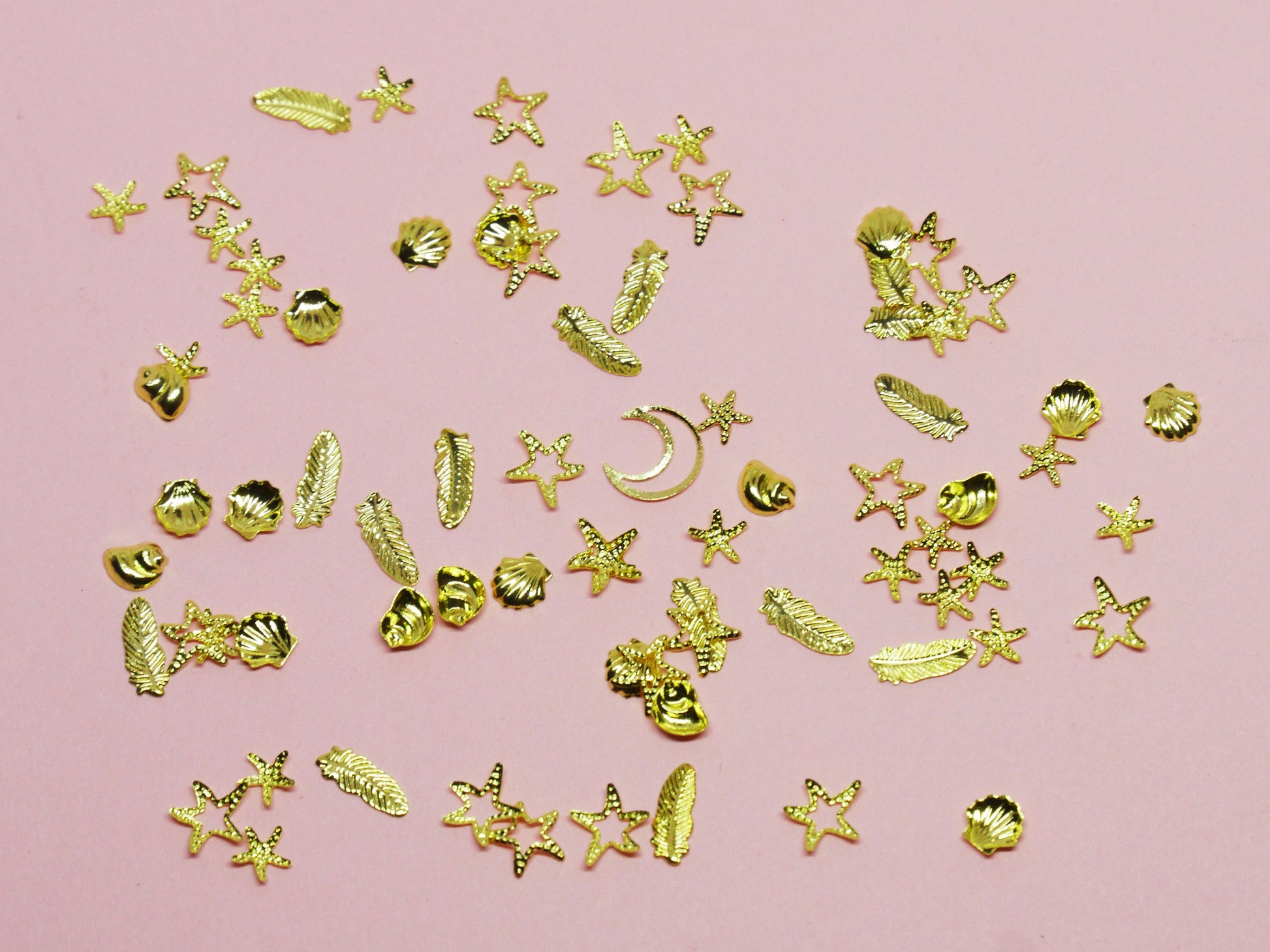 Moon and star Rivet Glitter Nail Studs Metal Decoration/ starry sky design Nail supply Metallic studs / Night sky starry star and moon charm