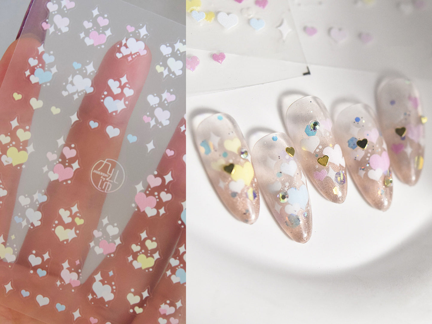 Twinkle Star Hearts Gradient Nail sticker