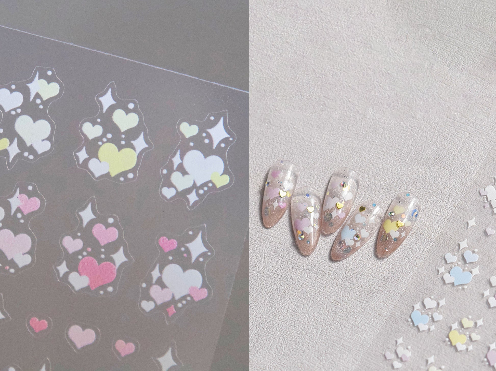 Twinkle Star Hearts Gradient Nail sticker