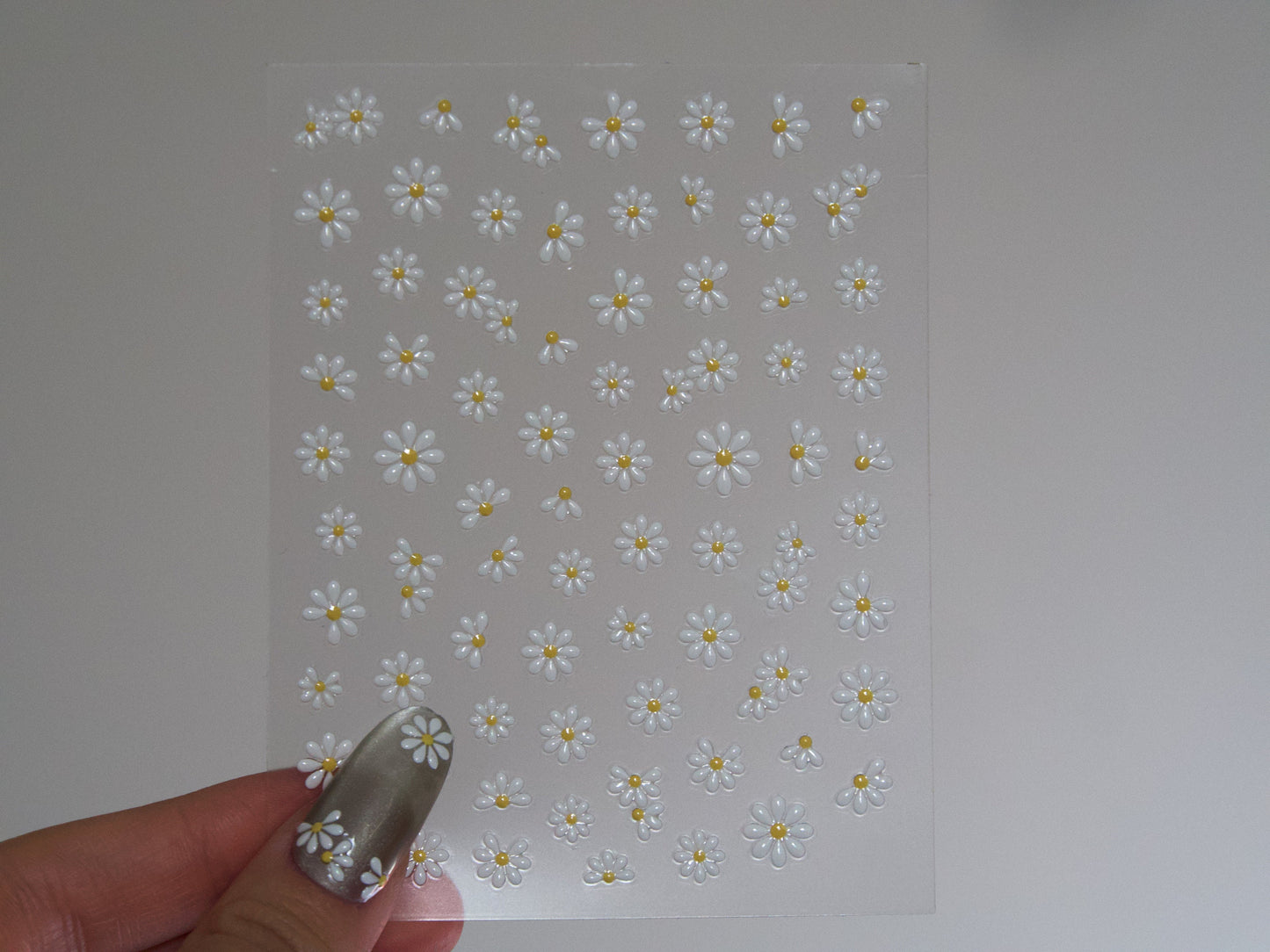 3D White Daisy Flower Jelly Nail Art Sticker/ Floral Peel off Daisies Stickers/ Chrysanthemum Oxeye Bouquet flower Manicure Nail Decals