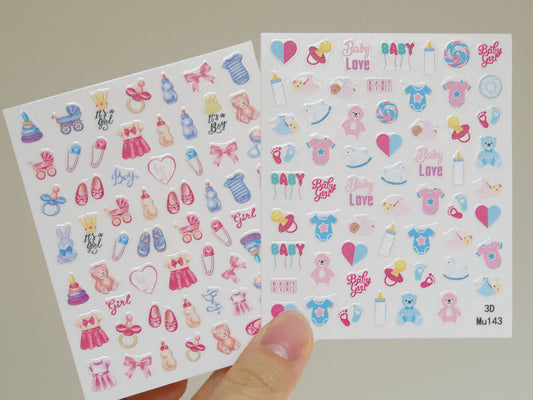 Baby Shower Nail Sticker /Baby Shower Favor Ideas Children Infant Kids Stickers Self Adhesive Decals/ It's a girl ! It's a boy Nail Decal