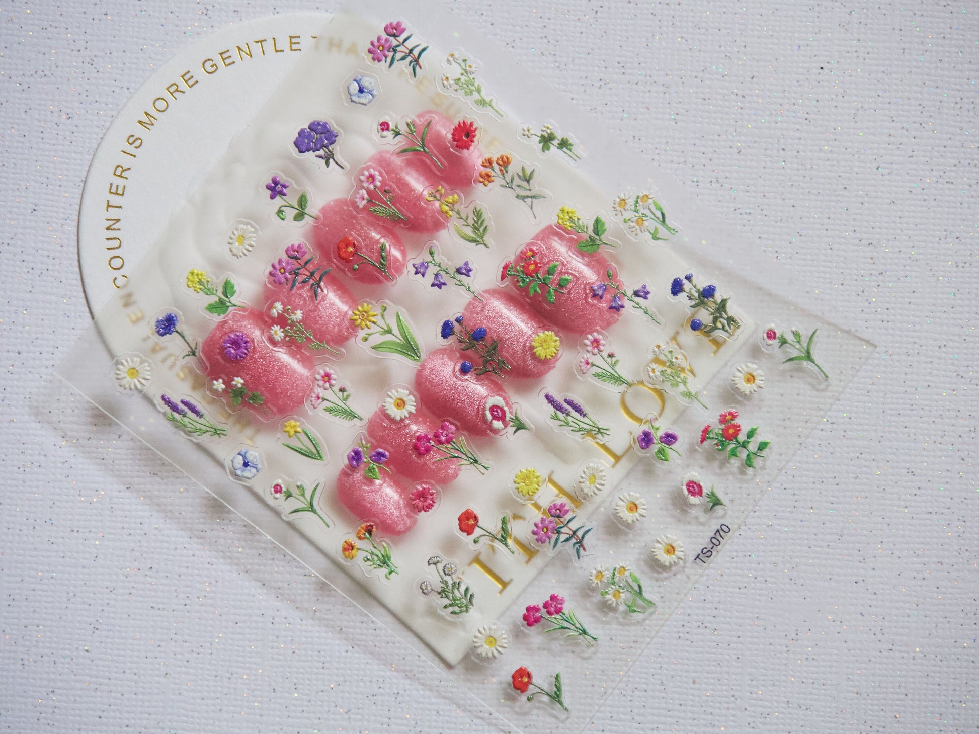 Floral Fantasy 3D Embossed Nail art Sticker/ Daffodil Sunflower Tulip Sunflower Lavender Nail Decals/ Blooming Bouquet Garden Manicure