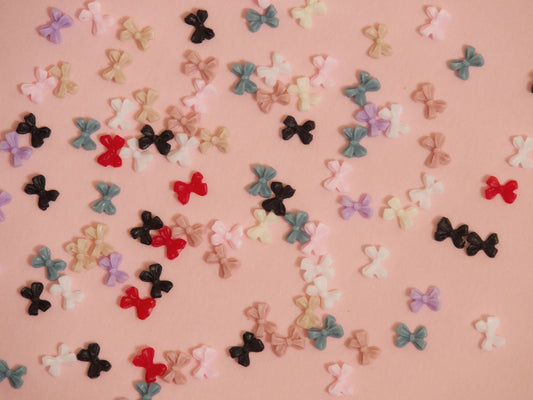 100pcs Small Bow Nail Charm Nails Decals/ Butterfly Bow Knot Tied Resin Studs for Crafts DIY Supply Tiny 5x7mm Accessories