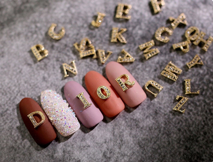  52 Pieces Letters Nail Stud Stickers Alloy Rhinestone Letter  Charms 3D Capital Letters Nail Studs Alphabet Nail Charms English Nail  Decoration for Women Girls Nail Accessories Salon (Elegant Style) : Beauty