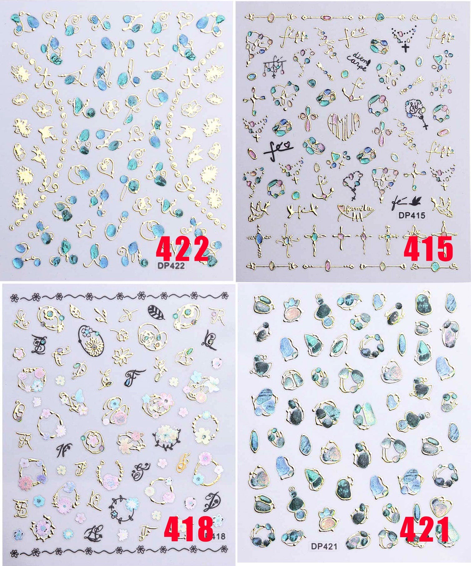 little Universe Epoxy Resin Nail Sticker/ Mindful Nail art gold Stickers/peel off Sticker/ scrawl manicure stencil