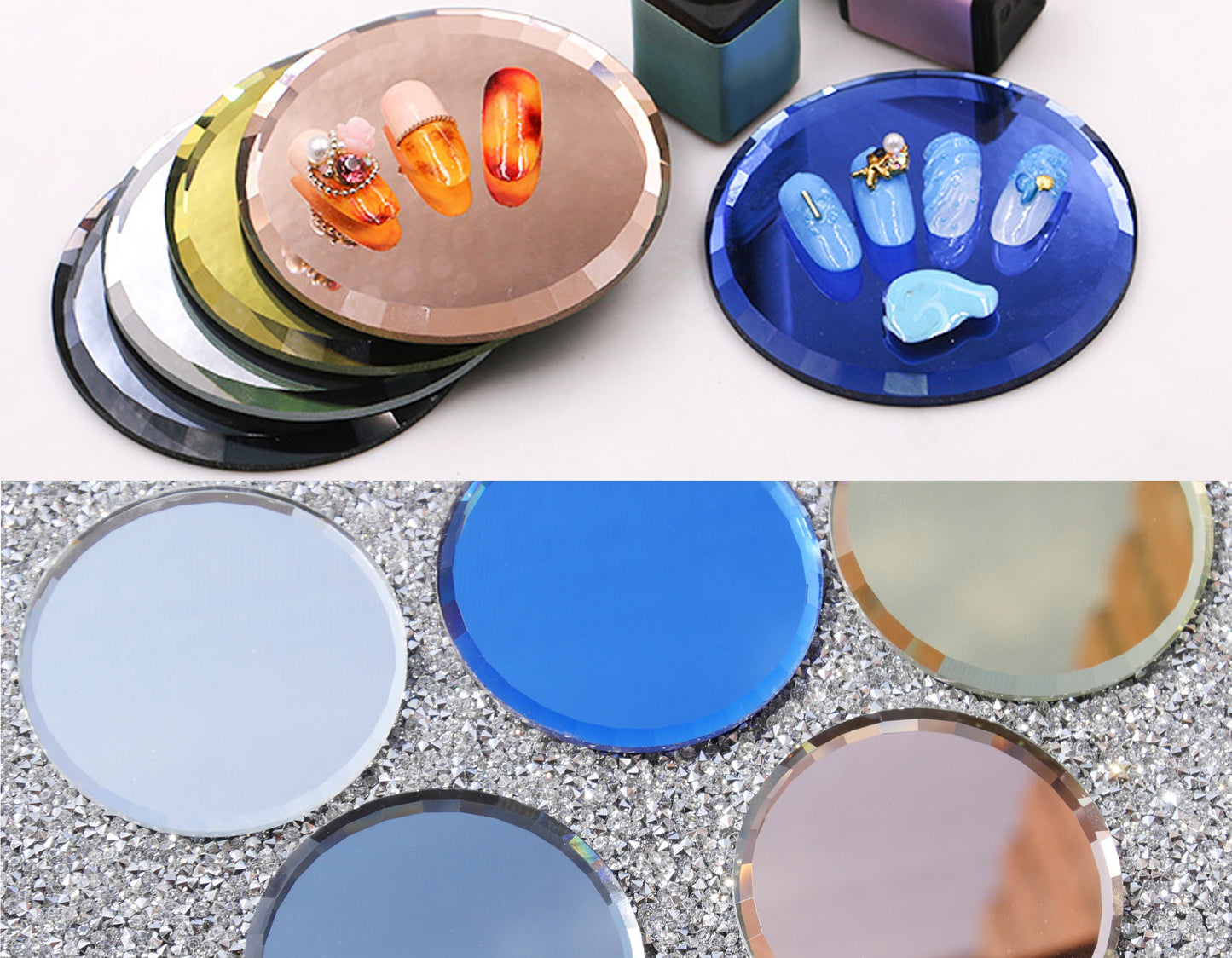 Glass Nail Display Holder Plate/ Clear False Nail Tips display board/ 3D nail Paint Color Palette/ Nail Show Room Photo Shooting Tools