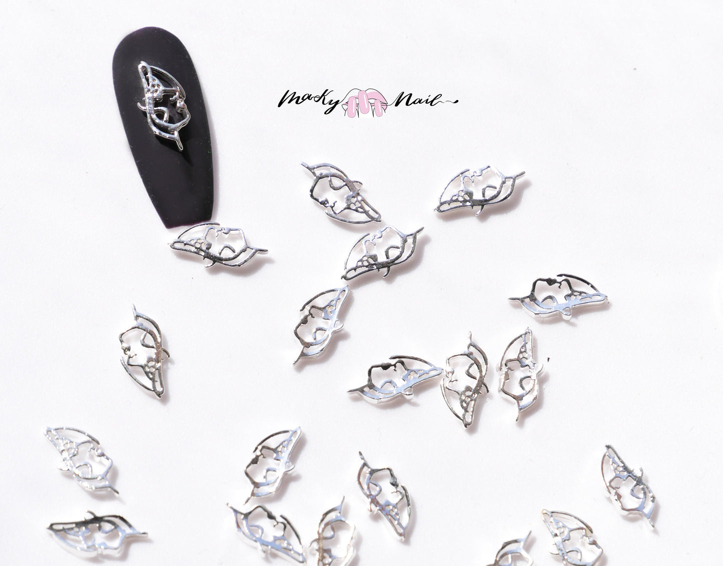 5 pcs Abstract Portrait Heartbeat nail studs/Gold Silver Arc Shaped nail decoration