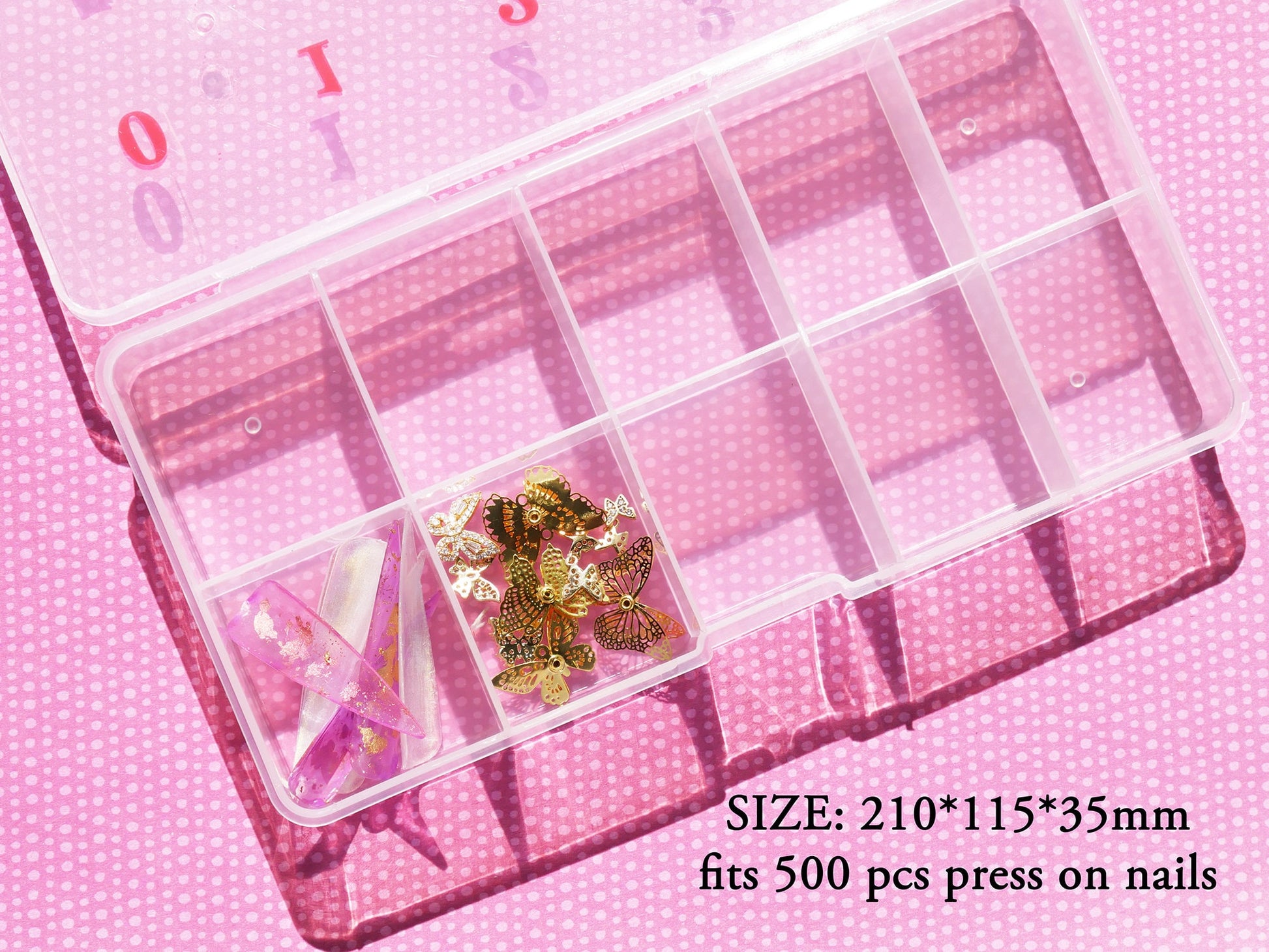 10 Grids Plastic Container Box for 500 pcs nail tips Press On Nails Charms and Trims/Nail studs container box/ Jewelry Rhinestone diy