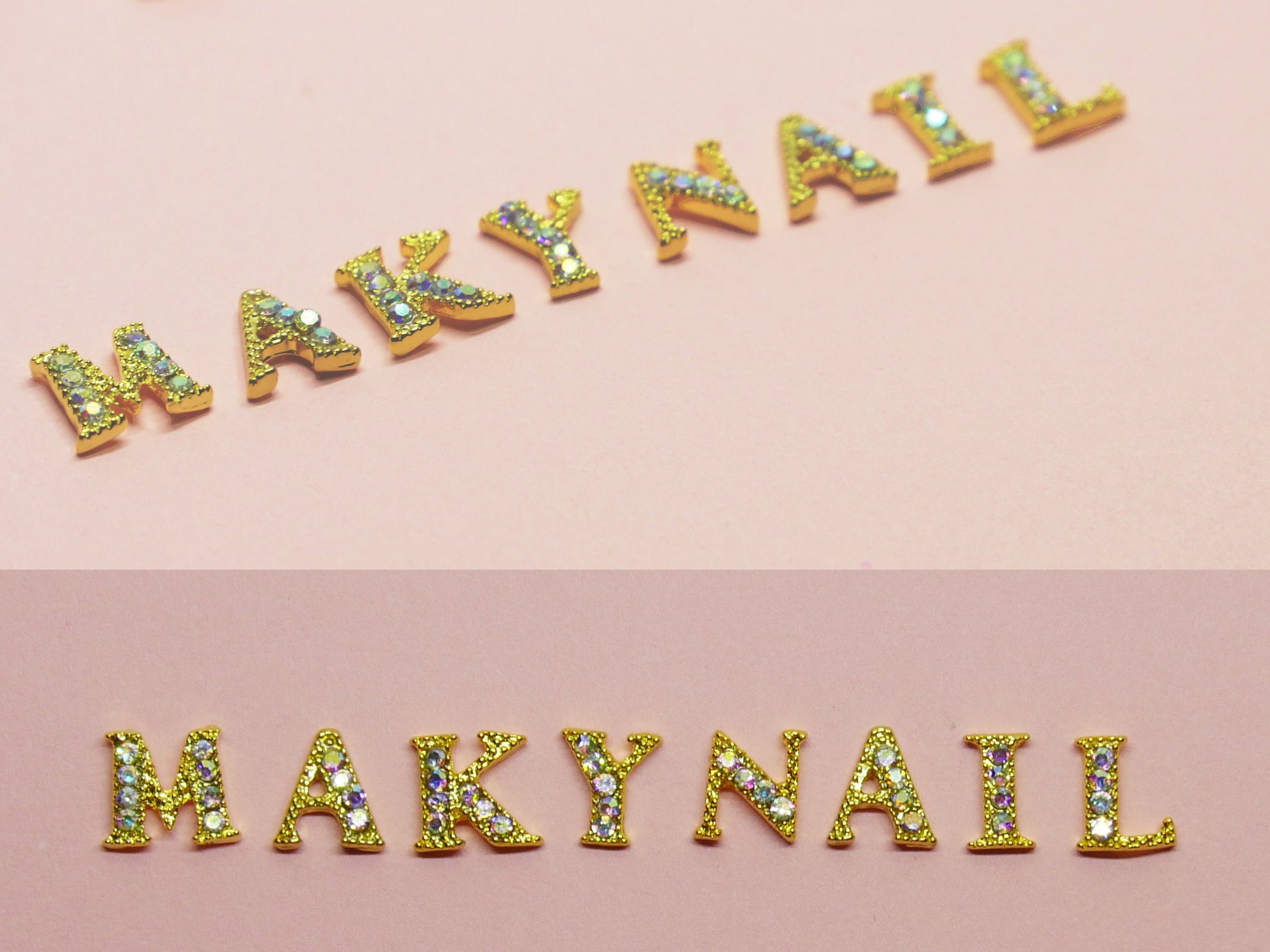 2 pcs A-Z English Letters Gold 3D Metallic Rhinestone nail studs /AB s –  MakyNailSupply