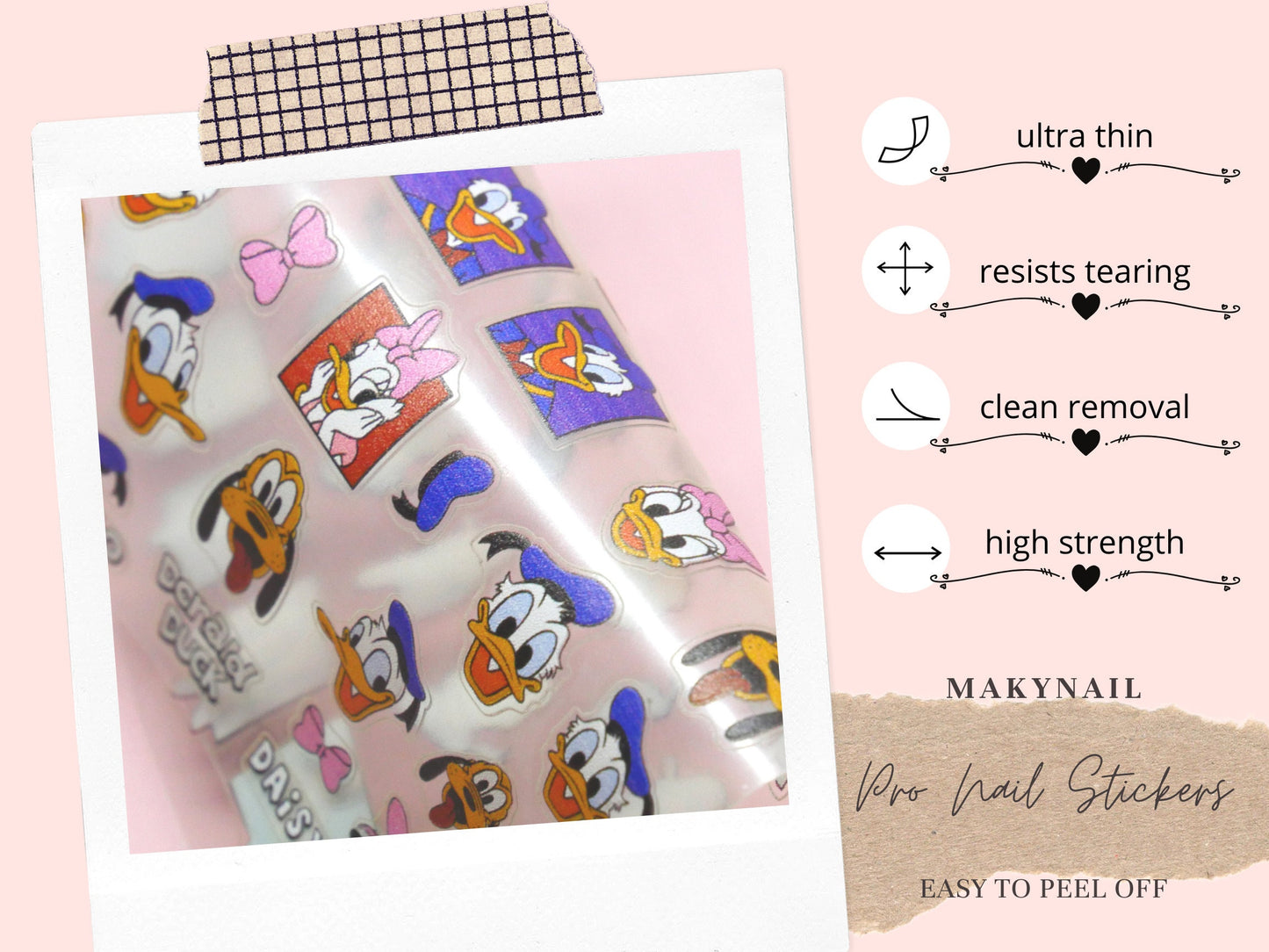 Donald Duck Nail Decals/ Disney Theme nail sticker/ Daisy Duck 3D Nail Art Stickers Self Adhesive Decals/ Miniature Appliques