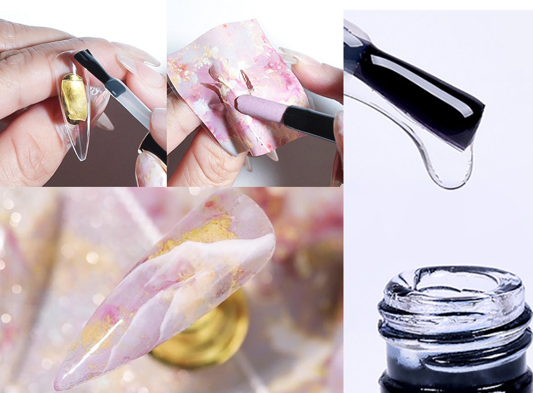 Nail Foil Glue Gel/ Transfer paper Foil Nail Art Liquid Thick Glue/ Metallic foil adhesive Marble Transferring Paper Gel for nails