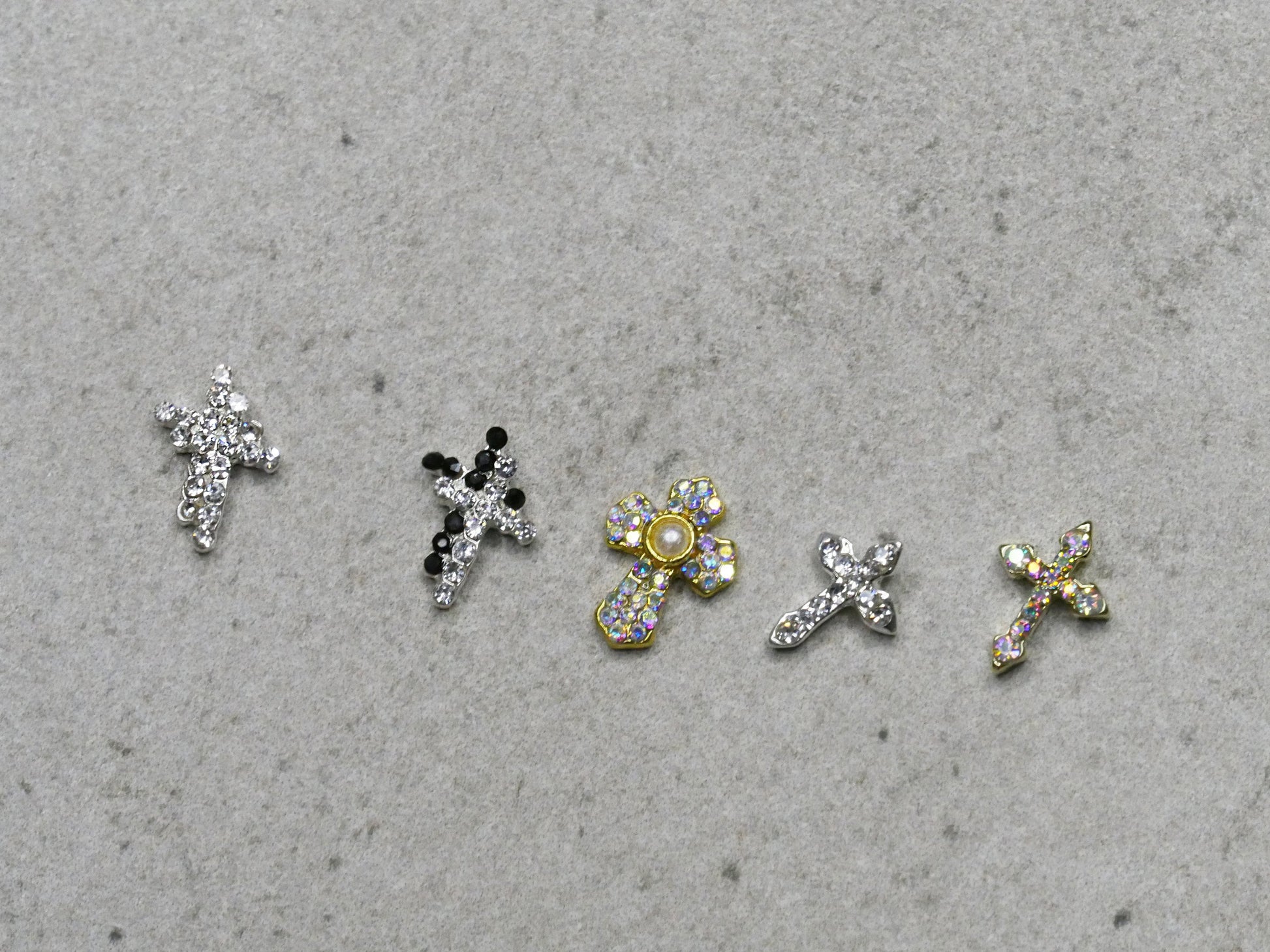 4 pcs Cross nail decoration/gold Christian Nail DIY deco/AB Stone Jesus Cross charm Nail supplier nail art