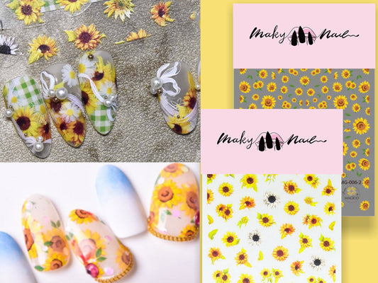 Sun flower Nail Art Sticker/ DIY Tips Guides Transfer Stickers/peel off sunflower Sticker/ yellow flower blossom manicure stencil