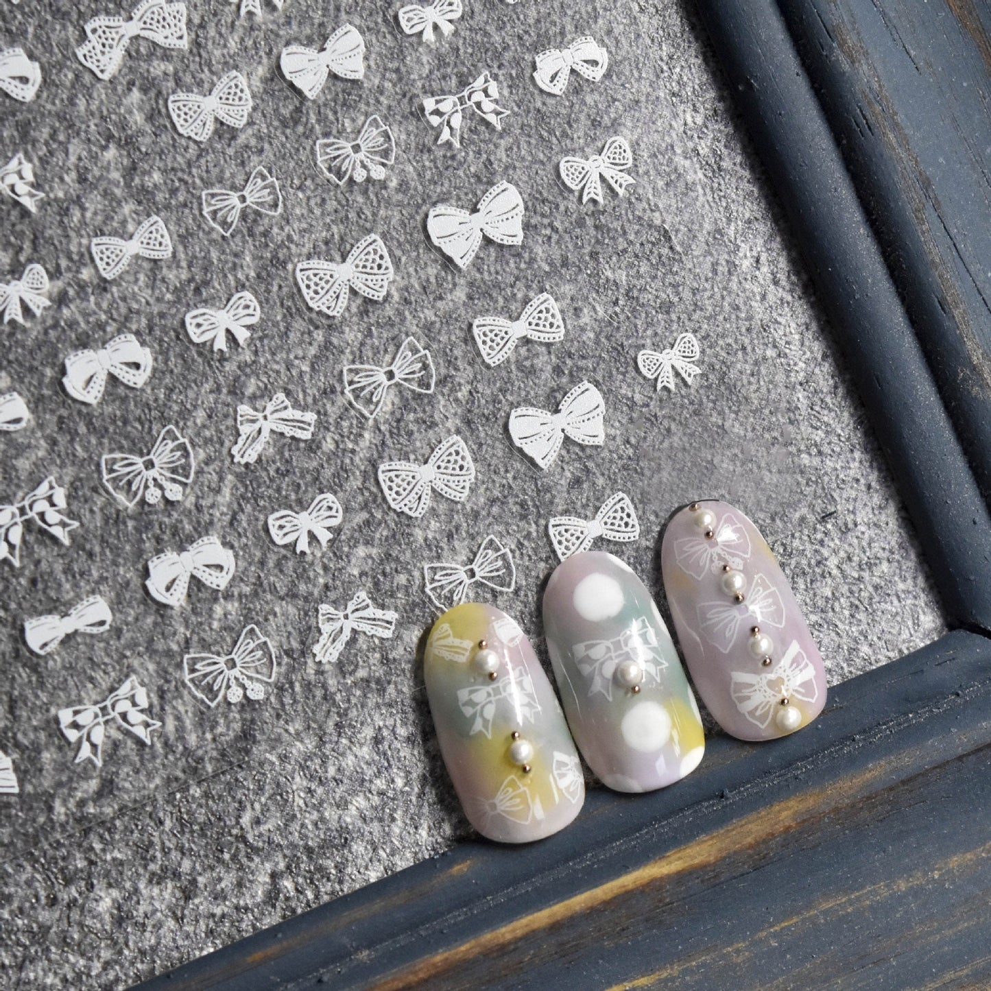 White Bow Tie nail stickers