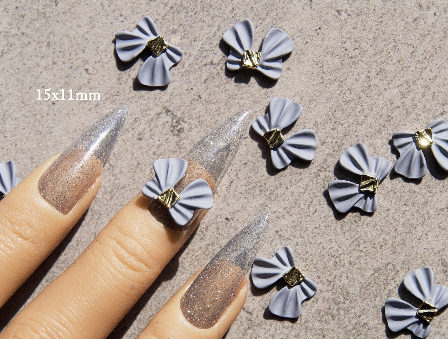 Bowtie Nail Charm Metallic Large size nail decals/ Nail polish UV gel supply Instagram Pinterest Nail Inspiration