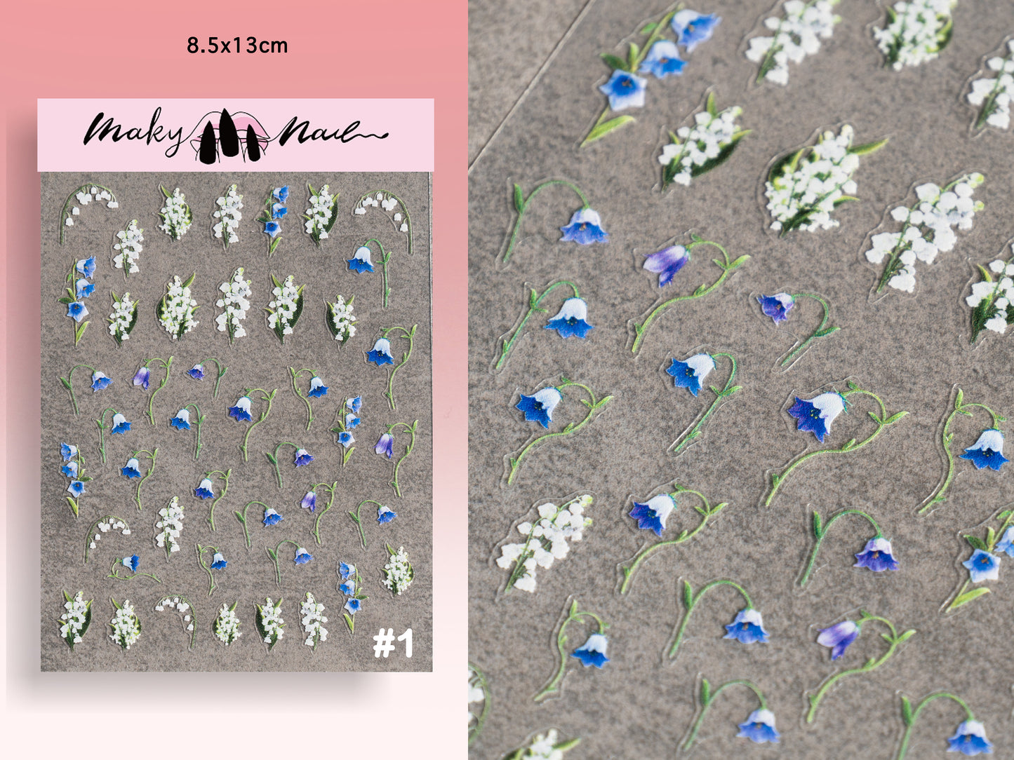 Flower Bouquet Nail Art Sticker/ Lily of the Valley Sunflower DIY Tips Guides Transfer Stickers/ Flower peel off Baby&#39;s-breath Stickers