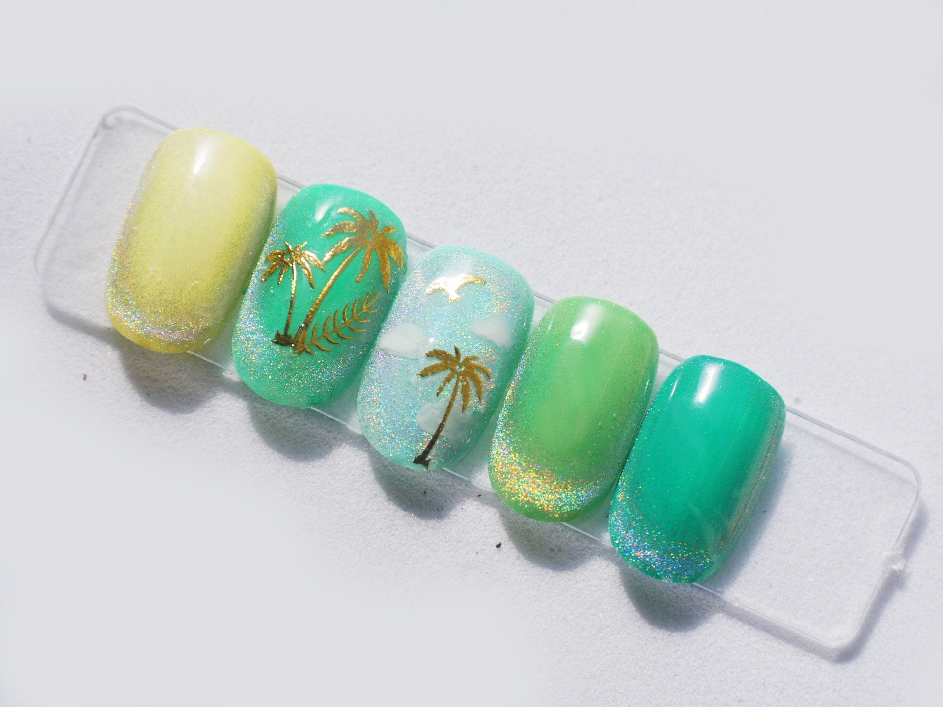 Palm tree gold nail sticker/ 1 Sheet 3D Nail Art Stickers Self Adhesive Decals/ Coconut tree nail art sticker /Nail Appliques