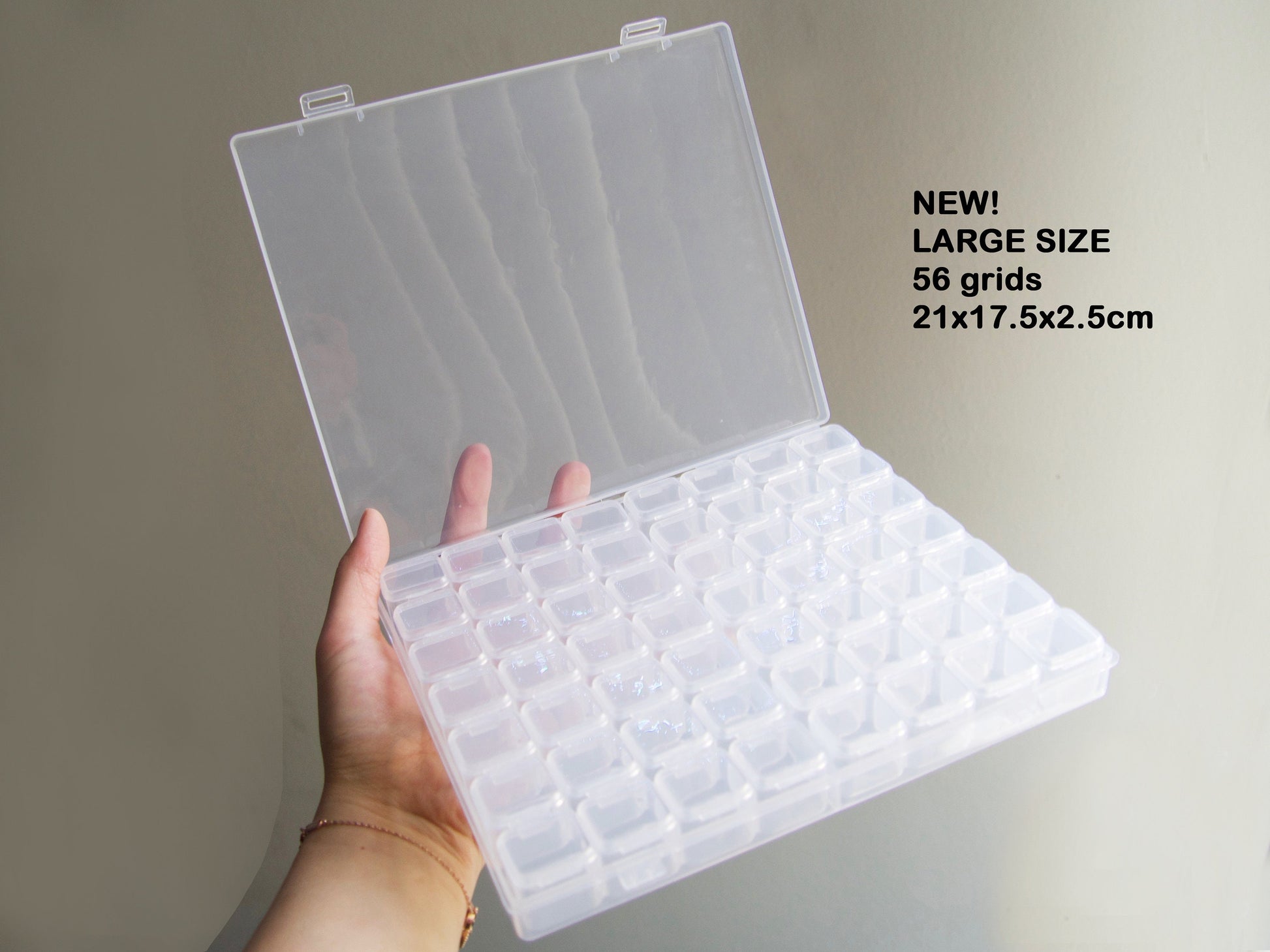 Large Clear Plastic Box, Rectangular Plastic Box, Clear Box With Removable  6 Grids, Jewelry Crafts Organizer Box, Bead Storage Box Container 
