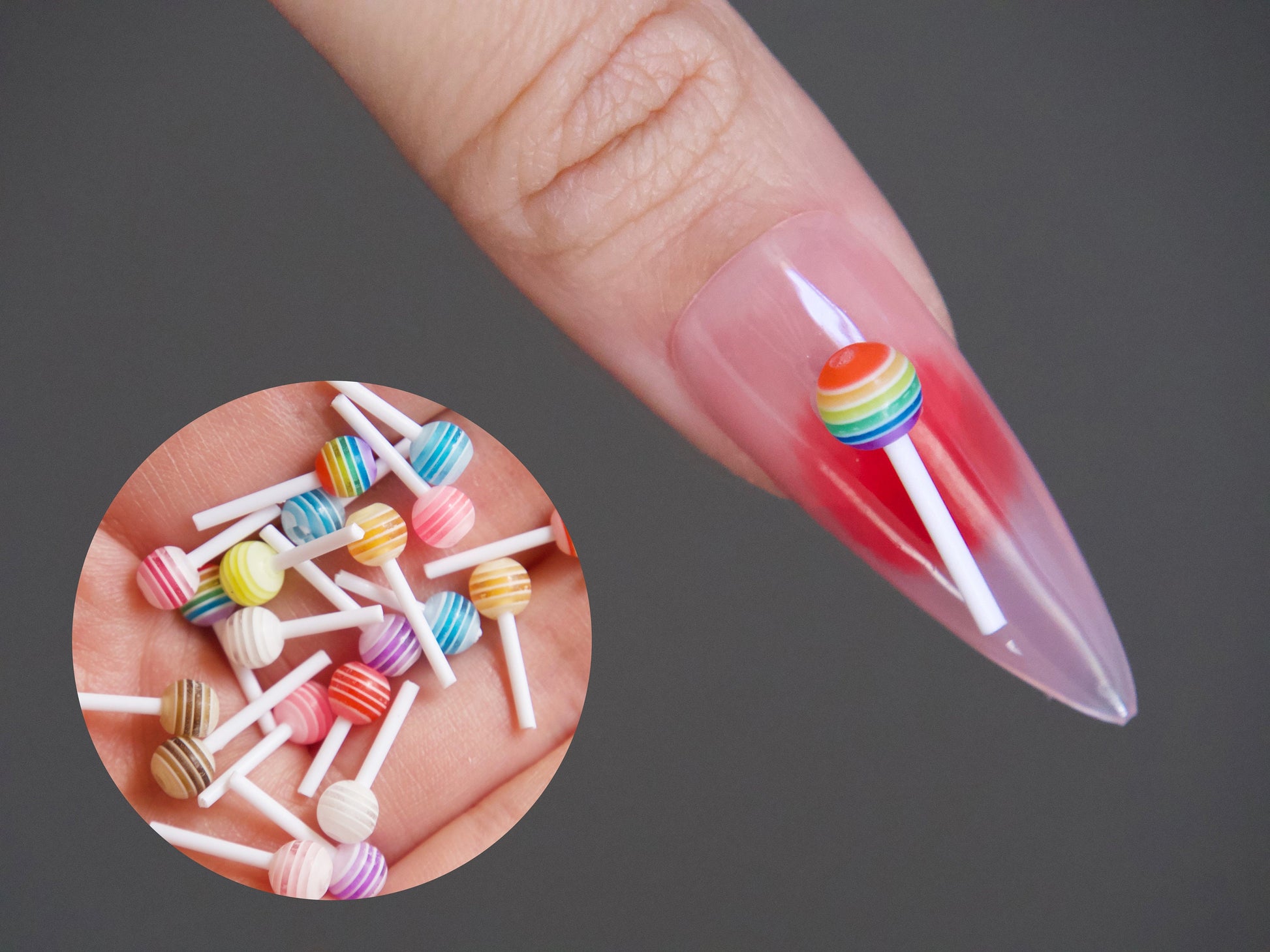 5Pcs Colorful 3D Candy Nail Charms Lollipop Resin Acrylic for DIY Nail Art  Decor