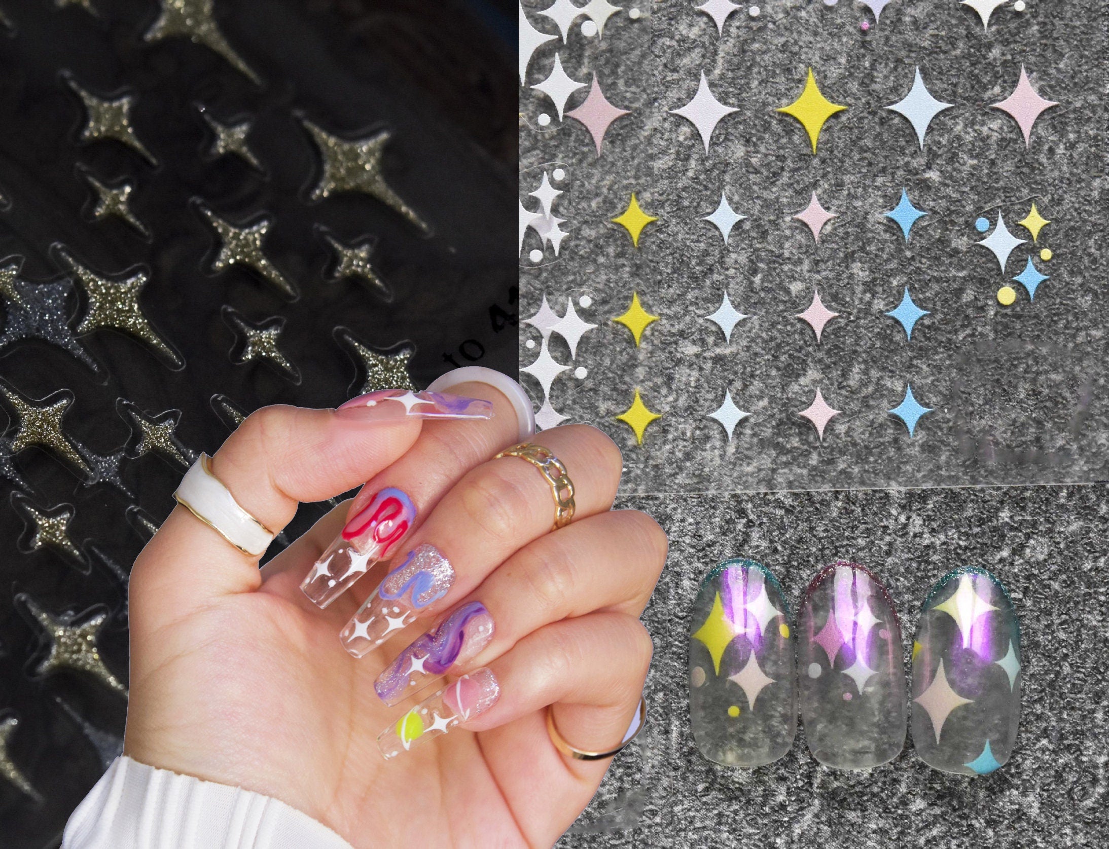 Little Twin Stars Japan Kiki & Lala Lugeluge jewelry Collection Ultra Thin  Nail Sticker - Twinkle Collage