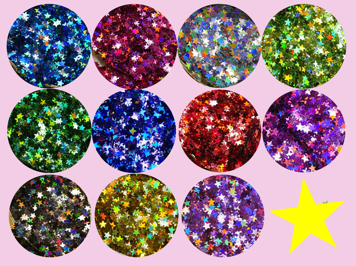 3g Mini Star Glitter Nail Flakes 3D DIY laser Sequins/ 3mm Halo Star Shaped Sequins Flakes for Nail Gel UV Resin Nail Polish