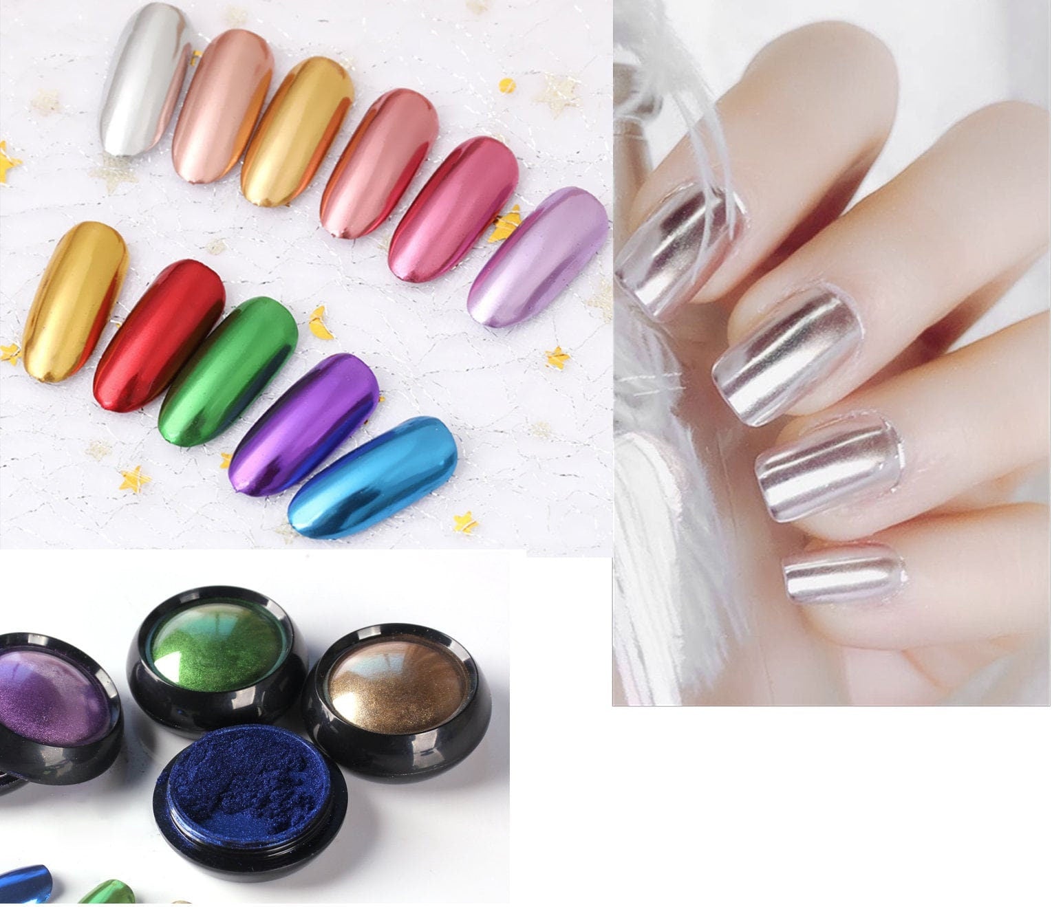 2g Mirrored shimmer glitter/Magic Mirror Chrome Dip Powder Nail Glitter Decoration/Electric Titanium Nail pleated metallic Manicure powder