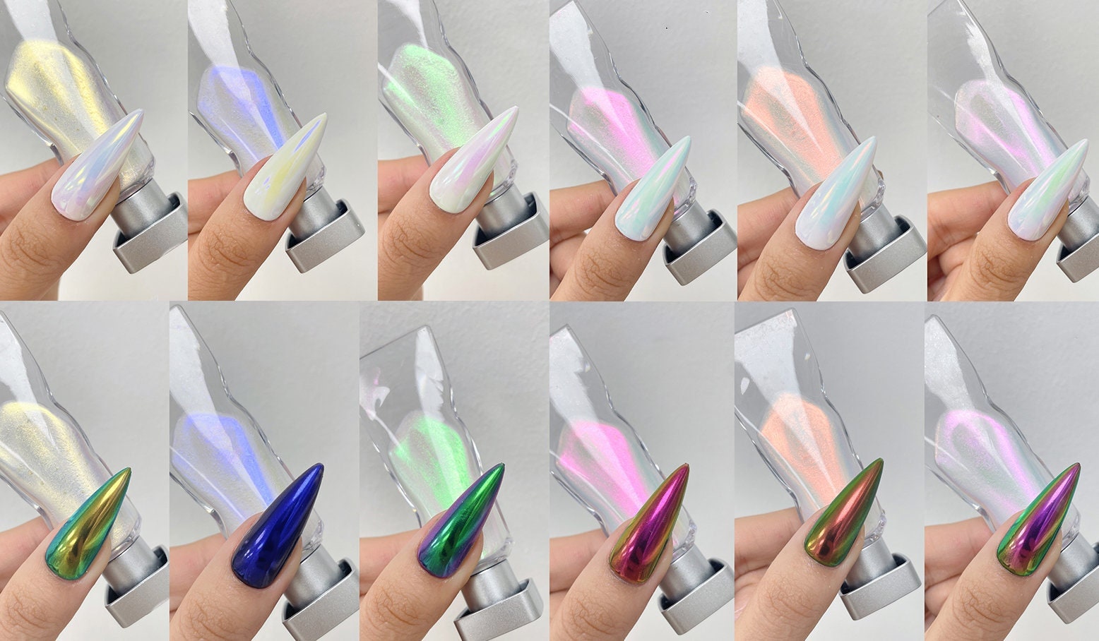 5g Chrome Liquid Powder Nail Tint/ Air Dry Mirror Chameleon Pigment with Metallic Finish/ Pigment Glitter Manicure Pedicure Supply