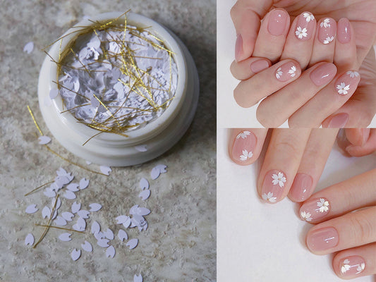 White Sakura Flower Petal Chip Nail Decals