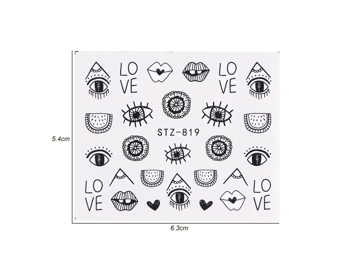 6pcs Evil Eye Nail Art Tattoo Decals/ Eyes Supernatural Spiritual Witch Nail Decals DIY Nail Art Supplies for Nail Decorations Designer