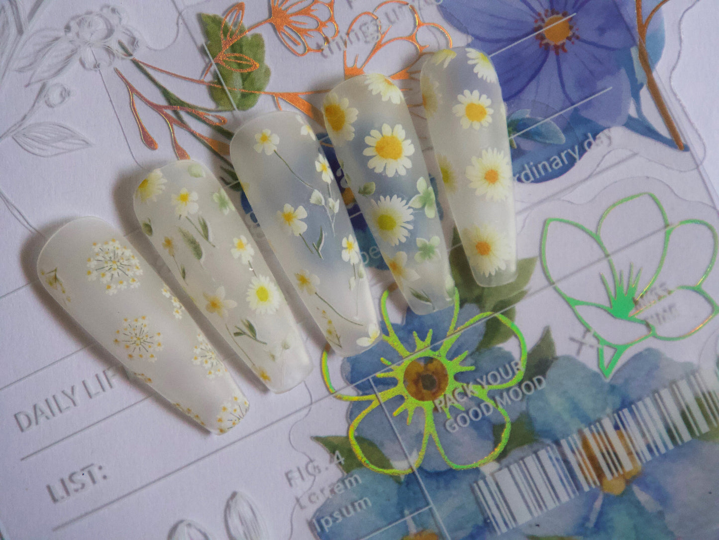 Daisy flower Nail Art Sticker Peel off daisies Stickers – MakyNailSupply