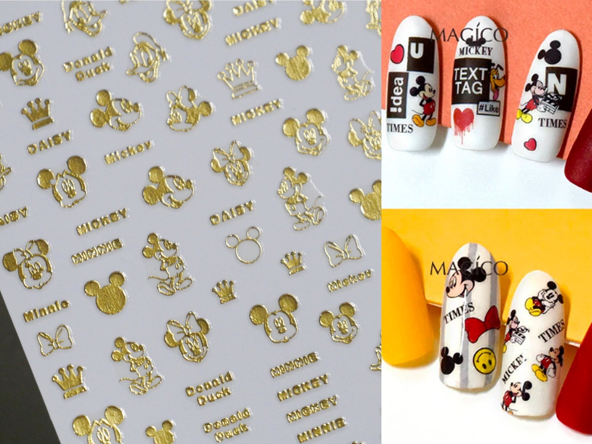 Mickey Mouse Minnie Mouse Nail Decals/Disney Theme nail sticker/Goofy 3D Nail Art Stickers Self Adhesive Decals/ Cartoon Miniature Appliques