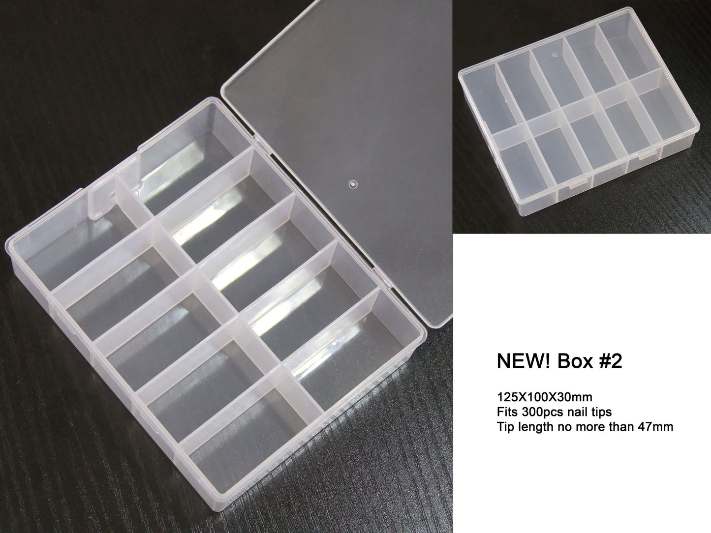 10 Grids Plastic Container Box for 500 pcs nail tips Press On Nails Charms and Trims/Nail studs container box