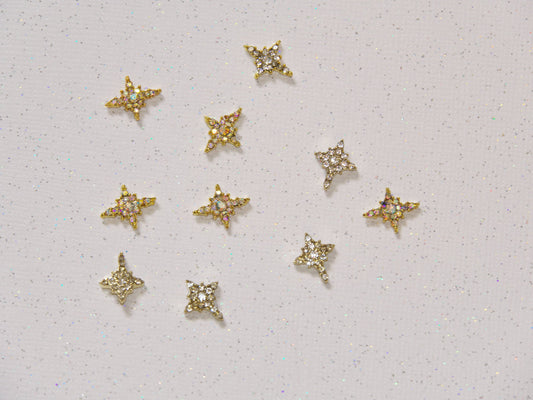 4 pcs Nighty sky moon and star nail decoration/Crystal moon star charm Nail DIY deco